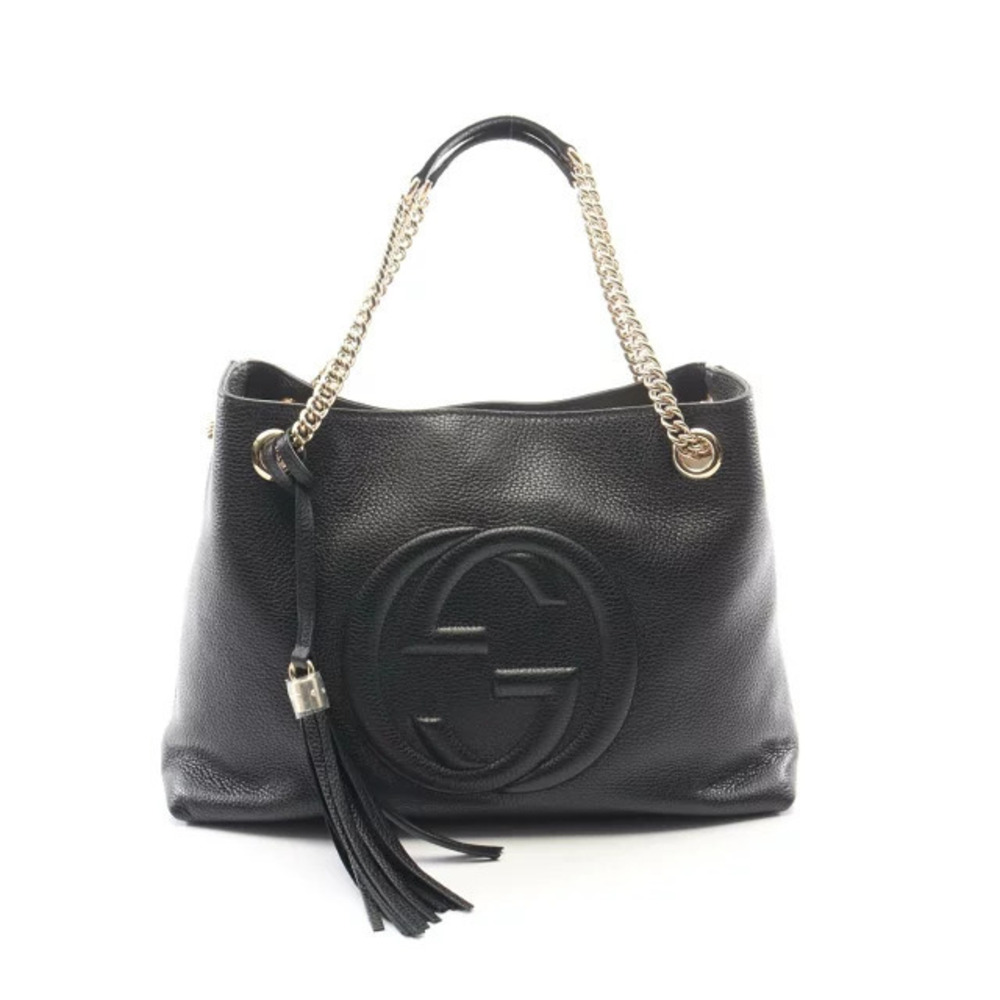 Gucci Soho Interlocking G Shoulder Bag Leather Black
